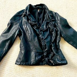 Black leather free people jacket